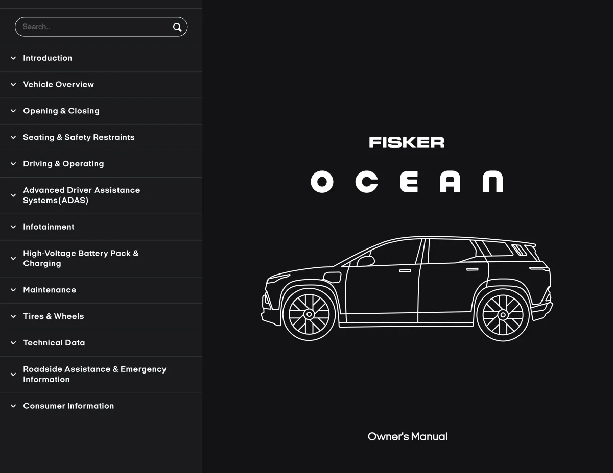 Fisker Ocean manual PDF page 1