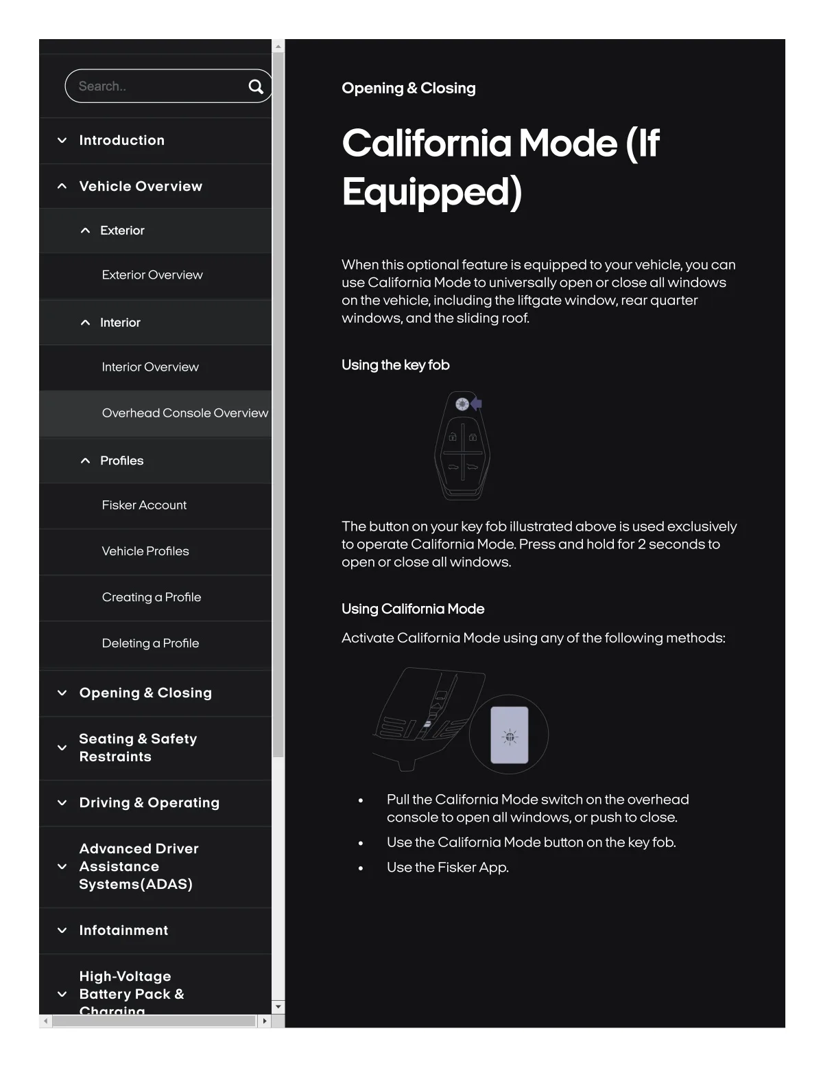 Fisker Ocean manual PDF page 63