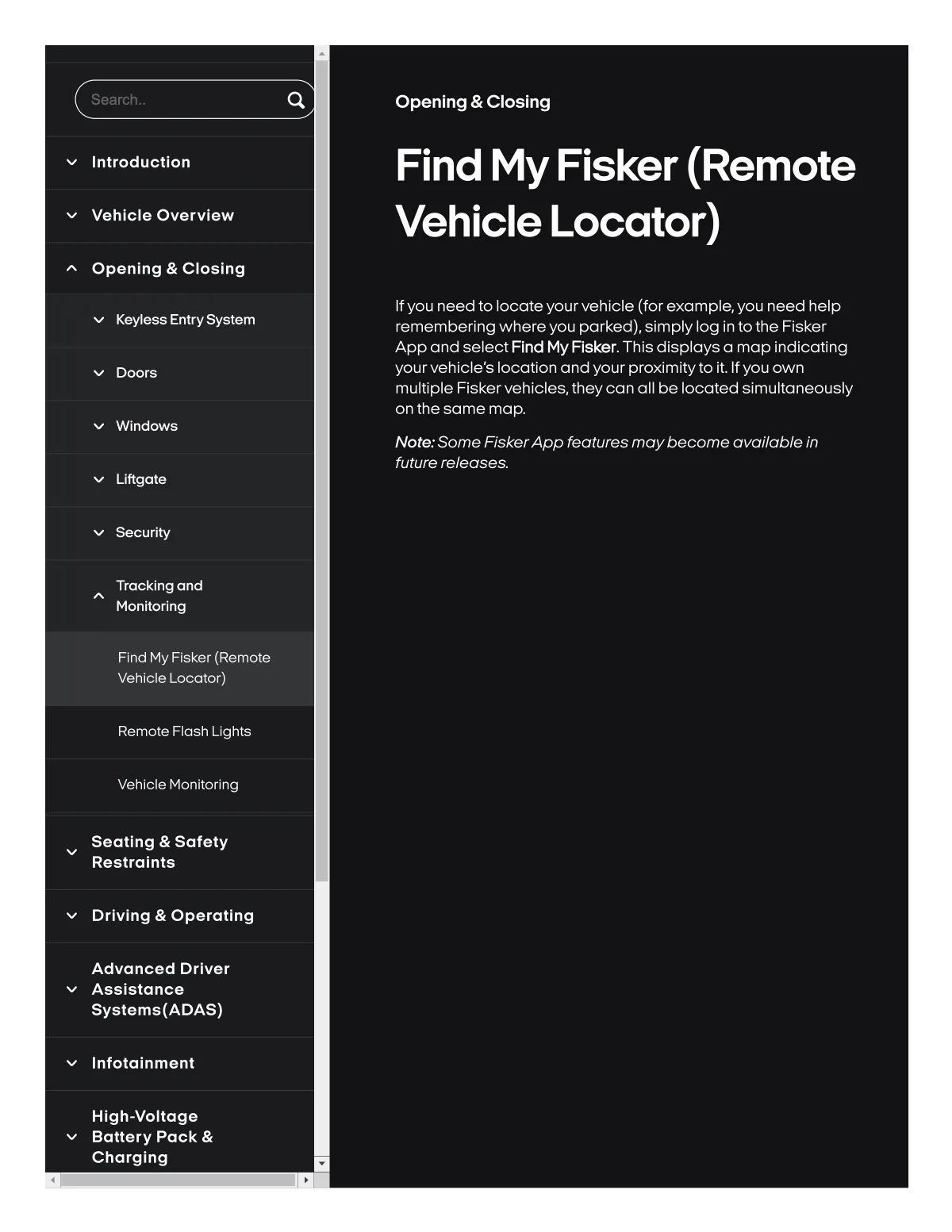 Fisker Ocean manual PDF page 95
