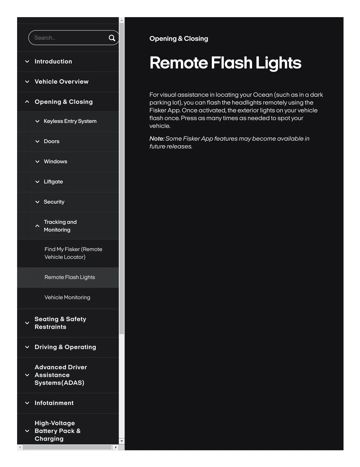 Fisker Ocean manual PDF page 96