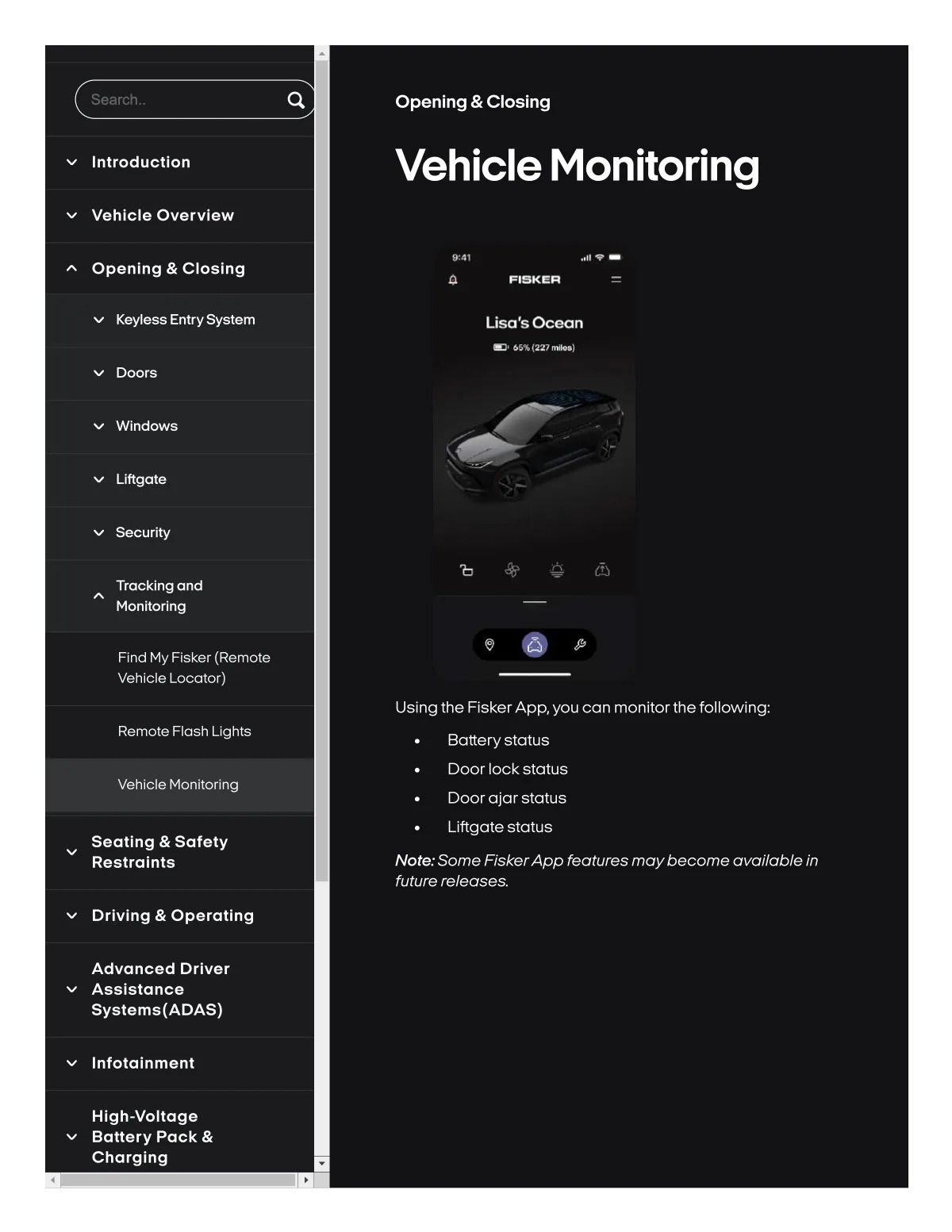 Fisker Ocean manual PDF page 97