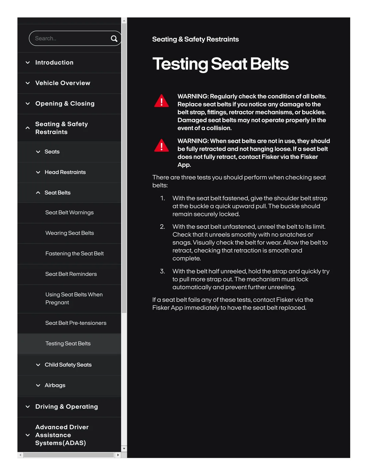 Fisker Ocean manual PDF page 119