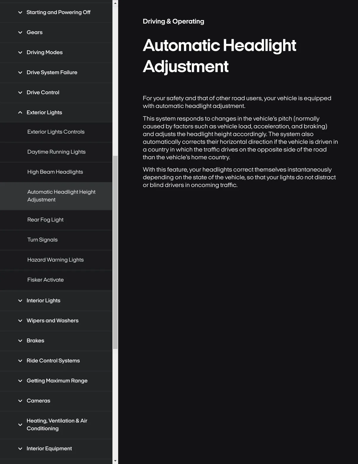 Fisker Ocean manual PDF page 168