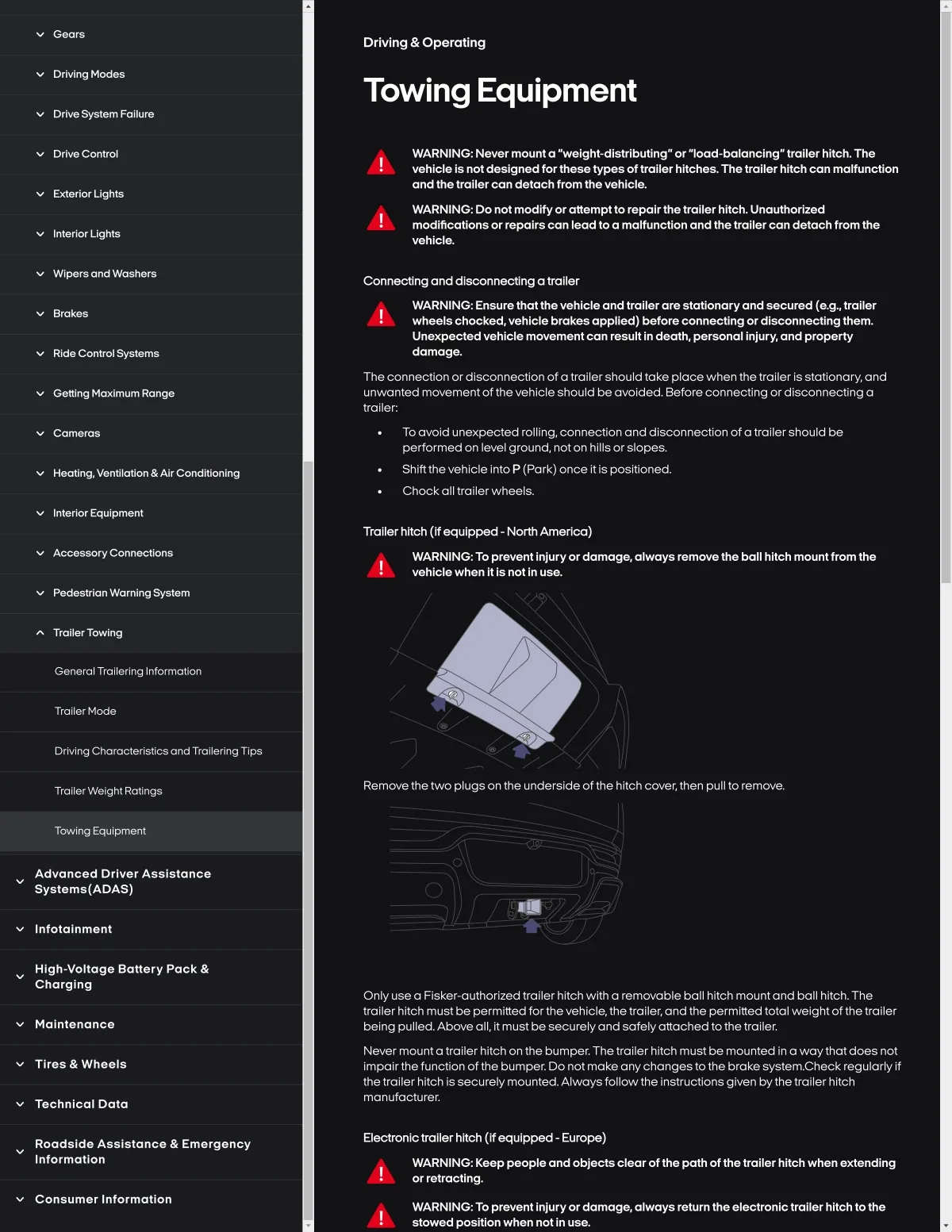 Fisker Ocean manual PDF page 215