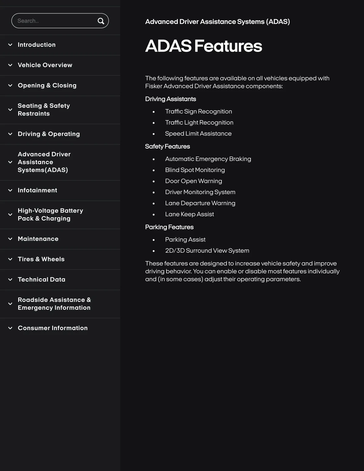 Fisker Ocean manual PDF page 219